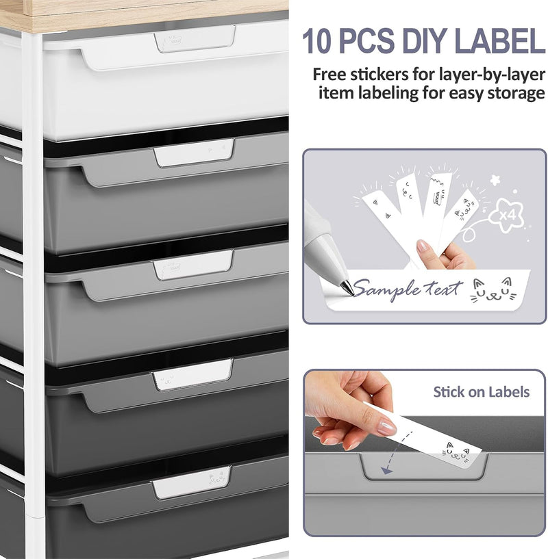 10-Drawer Craft Organiser Trolley Cart Mobile Rolling Diy