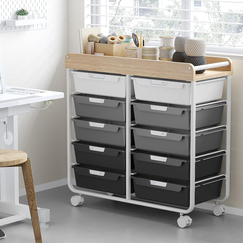 10-Drawer Craft Organiser Trolley Cart Mobile Rolling Diy