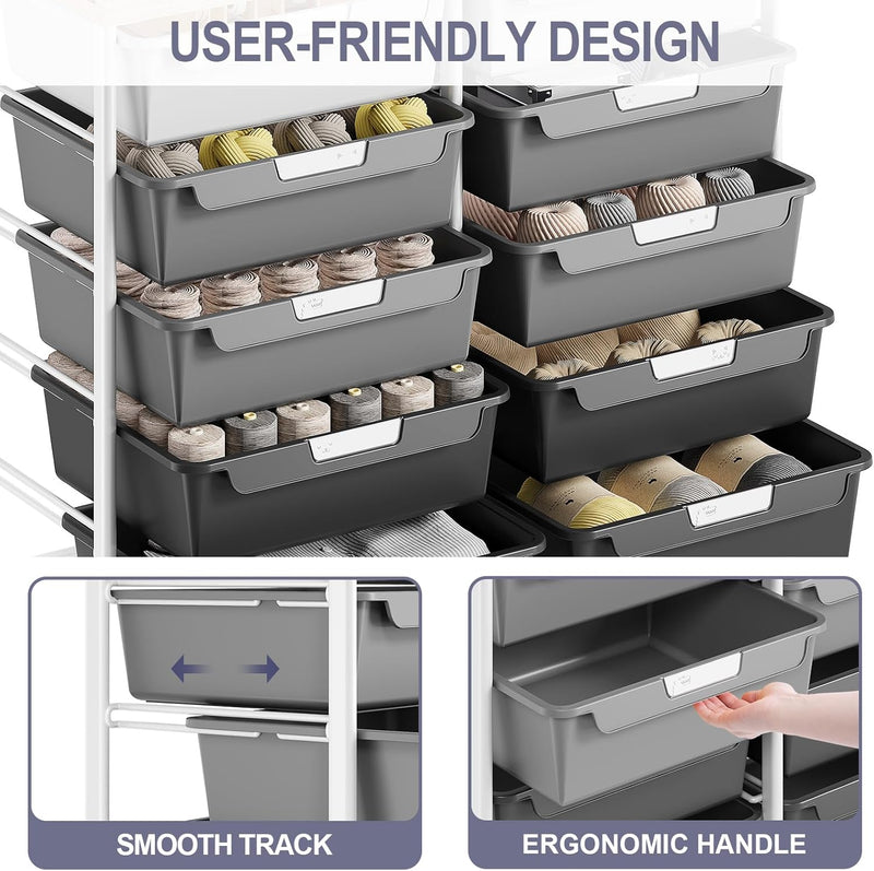 10-Drawer Craft Organiser Trolley Cart Mobile Rolling Diy