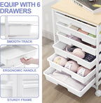 10-Drawer Storage Trolley Rolling Cart with Wooden Top
