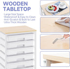 10-Drawer Storage Trolley Rolling Cart with Wooden Top