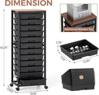 10-Drawer Storage Trolley Rolling Cart with Wooden Top
