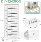 10-Drawer Storage Trolley Rolling Cart with Wooden Top