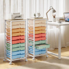 10-Drawer Storage Trolley Rolling Cart with Wooden Top