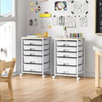 10-Drawer Storage Trolley Rolling Cart with Wooden Top