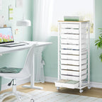 10-Drawer Storage Trolley Rolling Cart with Wooden Top