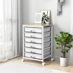 10-Drawer Storage Trolley Rolling Cart with Wooden Top