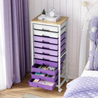 10-Drawer Storage Trolley Rolling Cart with Wooden Top