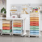 10-Drawer Storage Trolley Rolling Cart with Wooden Top