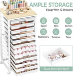 10-Drawer Storage Trolley Rolling Cart with Wooden Top