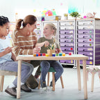 10-Drawer Storage Trolley Rolling Cart with Wooden Top