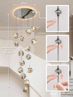 10 Glass Ball Chandelier Light Fixture Staircase Pendant