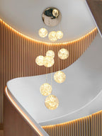 10 Glass Ball Chandelier Light Fixture Staircase Pendant