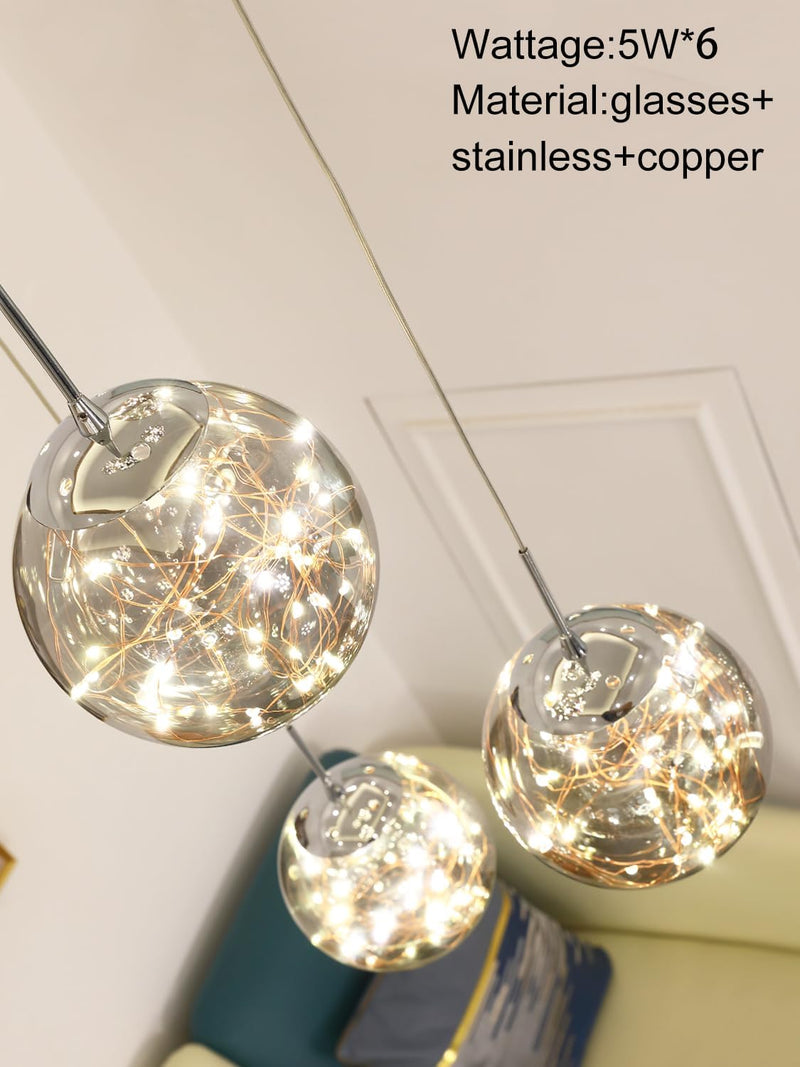10 Glass Ball Chandelier Light Fixture Staircase Pendant