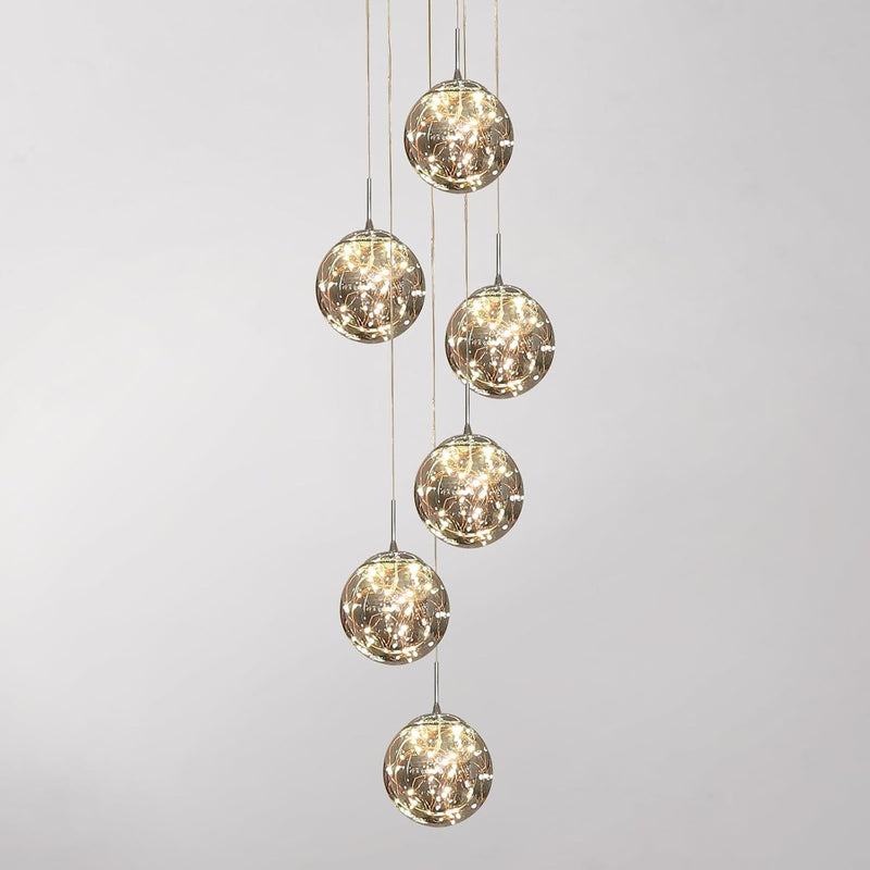10 Glass Ball Chandelier Light Fixture Staircase Pendant