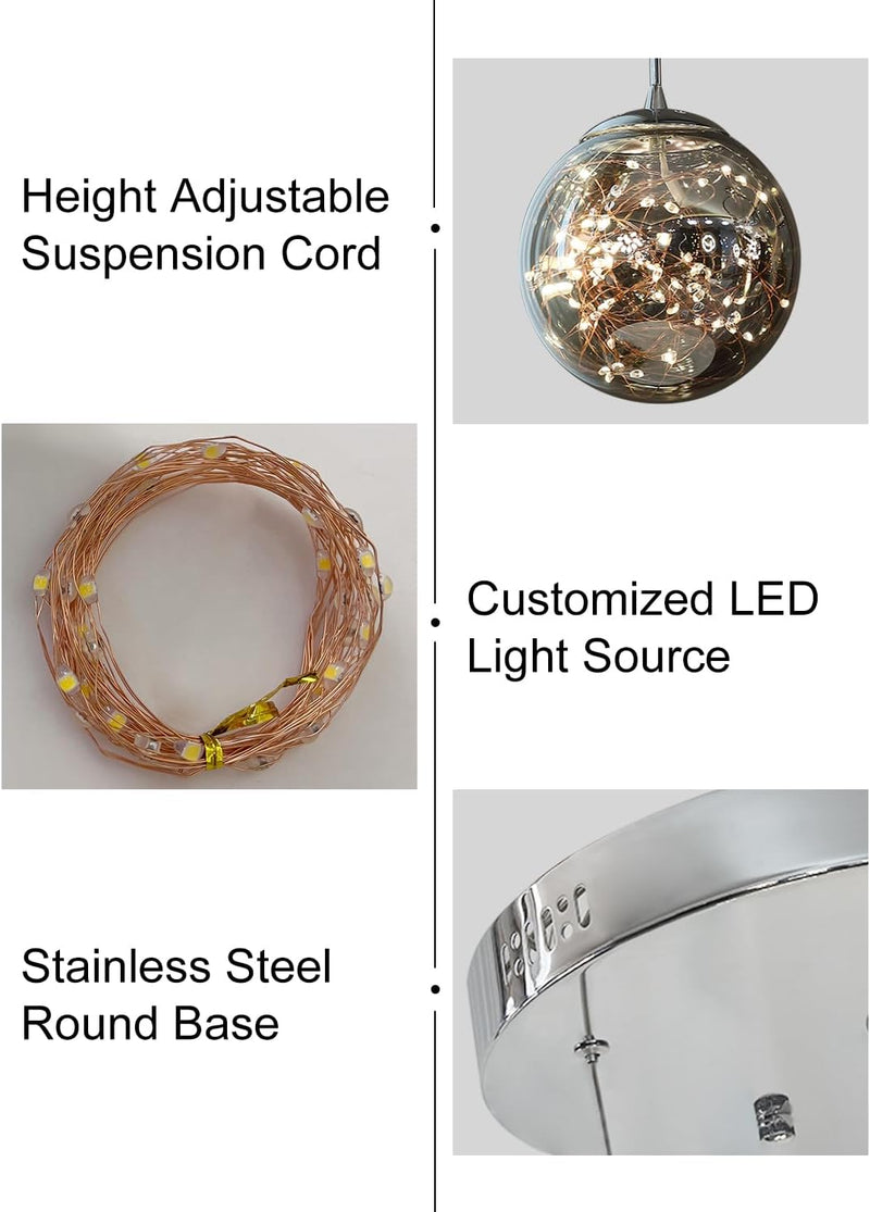 10 Glass Ball Chandelier Light Fixture Staircase Pendant
