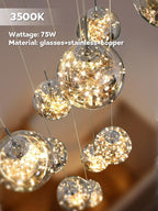 10 Glass Ball Chandelier Light Fixture Staircase Pendant