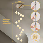 10 Glass Ball Chandelier Light Fixture Staircase Pendant