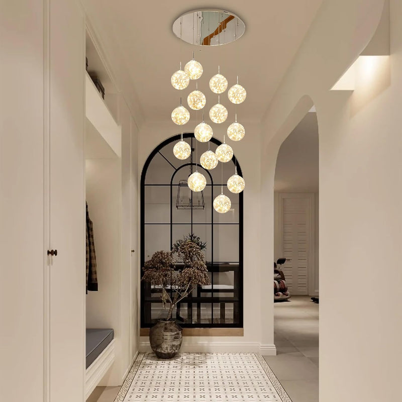 10 Glass Ball Chandelier Light Fixture Staircase Pendant