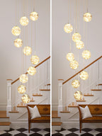 10 Glass Ball Chandelier Light Fixture Staircase Pendant
