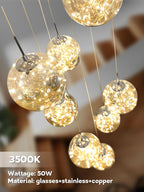 10 Glass Ball Chandelier Light Fixture Staircase Pendant