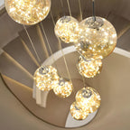 10 Glass Ball Chandelier Light Fixture Staircase Pendant