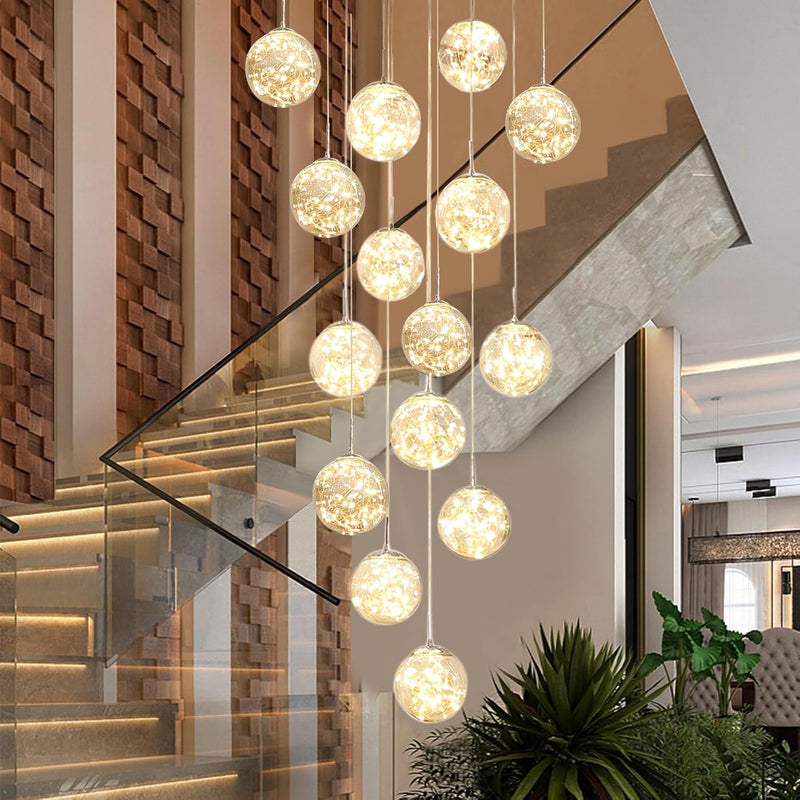 10 Glass Ball Chandelier Light Fixture Staircase Pendant