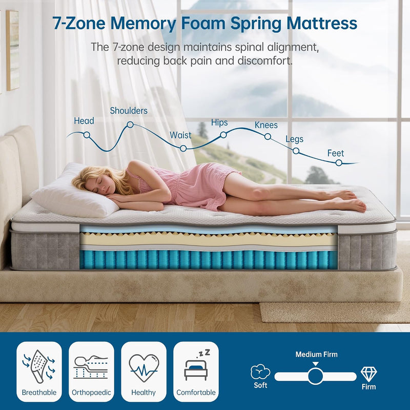 Mattress Medium Firm 7-Zone Support Hybrid
