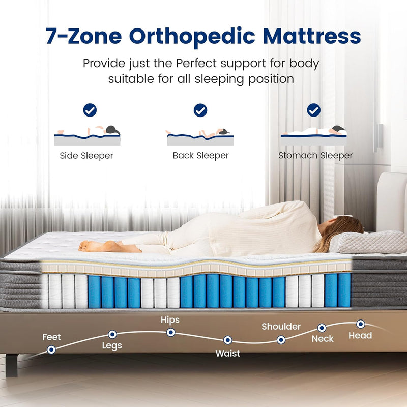 10-Inch Mattress Hybrid Cooling Memory Foam Pocketed Springs