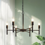 10-Light Wagon Wheel Chandelier Industrial Farmhouse Round
