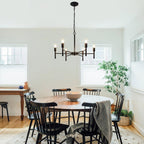 10-Light Wagon Wheel Chandelier Industrial Farmhouse Round