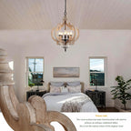 10-Light Wagon Wheel Chandelier Industrial Farmhouse Round Pendant