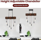 10-Lights Farmhouse Kitchen Island Pendant Light Rustic Wood
