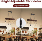 10-Lights Farmhouse Kitchen Island Pendant Light Rustic Wood