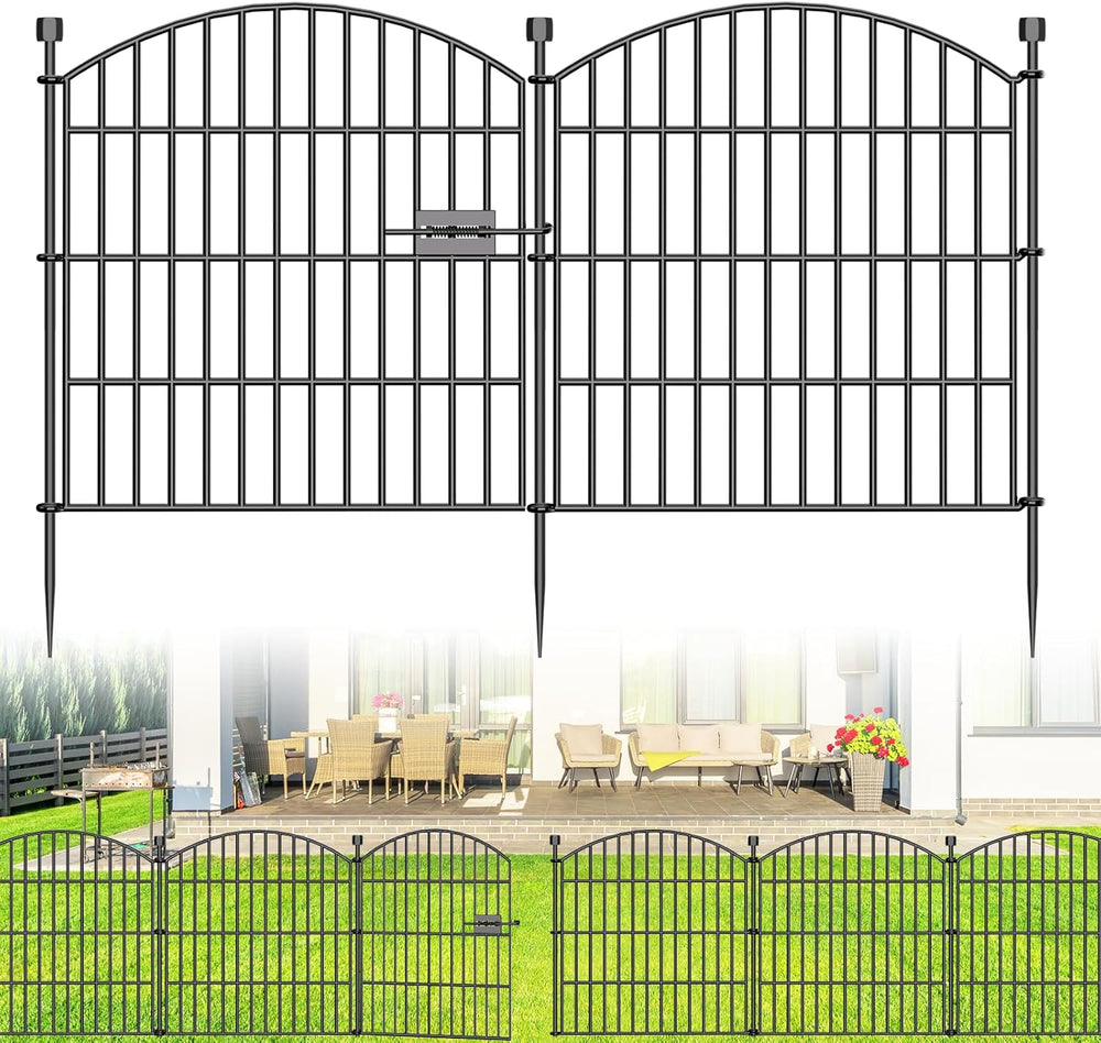 10 Panels Decorative Garden Fence with Gate 81.3