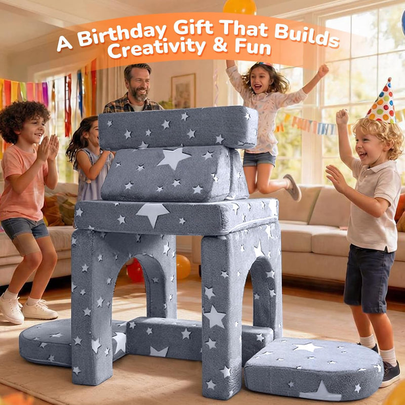 10-Piece Kids Play Sofa Modular Glow Couch Dinosaur