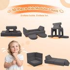 10-Piece Kids Play Sofa Modular Glow Couch Dinosaur