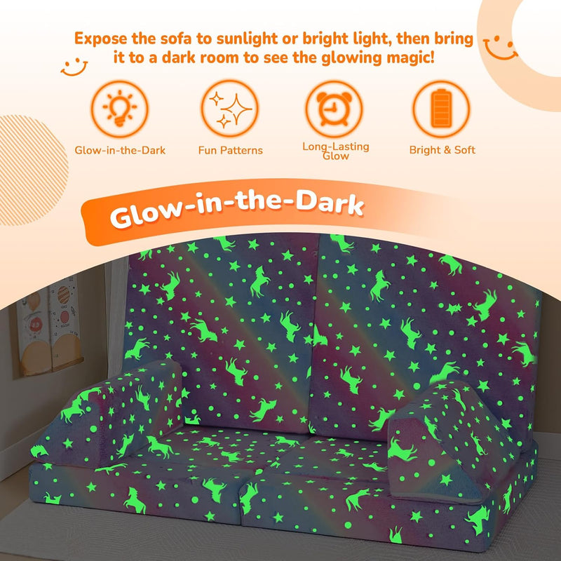 10-Piece Kids Play Sofa Modular Glow Couch Dinosaur