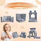 10-Piece Kids Play Sofa Modular Glow Couch Dinosaur