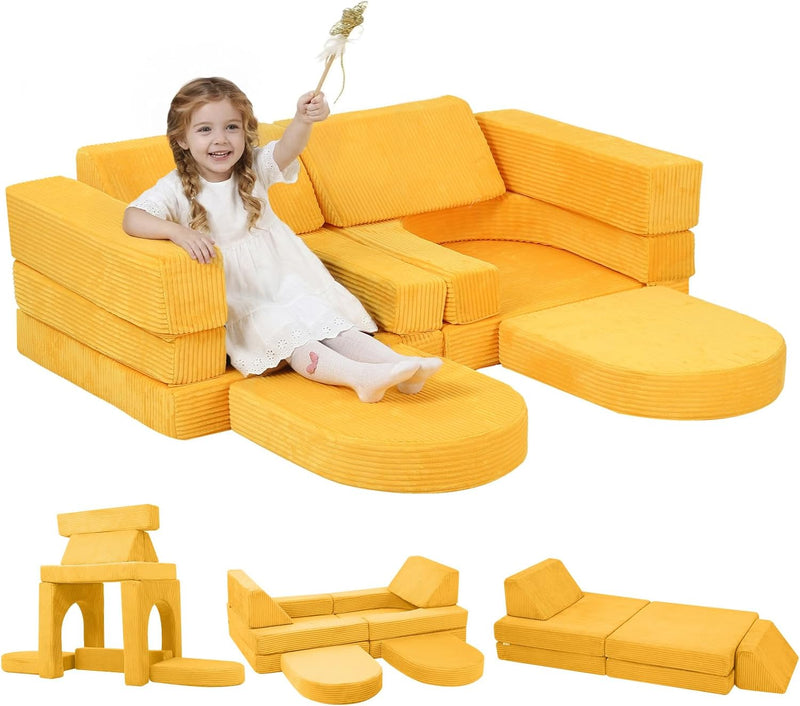 10-Piece Kids Play Sofa Modular Glow Couch Dinosaur
