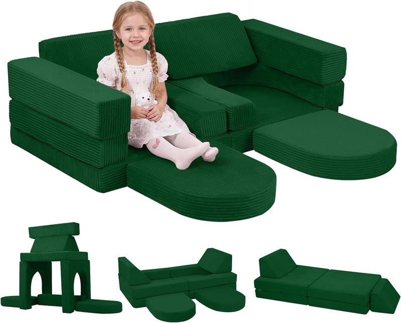10-Piece Kids Play Sofa Modular Glow Couch Dinosaur