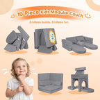 10-Piece Kids Play Sofa Modular Glow Couch Dinosaur