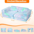 10-Piece Kids Play Sofa Modular Glow Couch Dinosaur