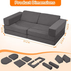10-Piece Kids Play Sofa Modular Glow Couch Dinosaur