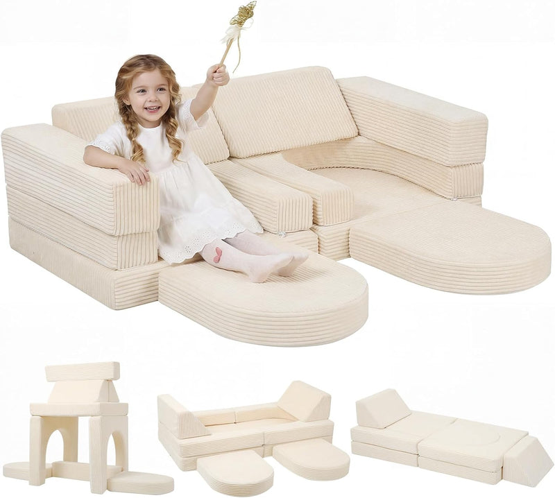10-Piece Kids Play Sofa Modular Glow Couch Dinosaur