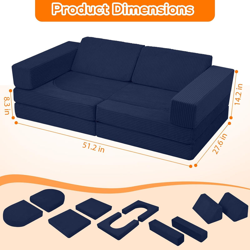 10-Piece Kids Play Sofa Modular Glow Couch Dinosaur