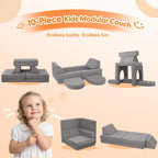10-Piece Kids Play Sofa Modular Glow Couch Dinosaur