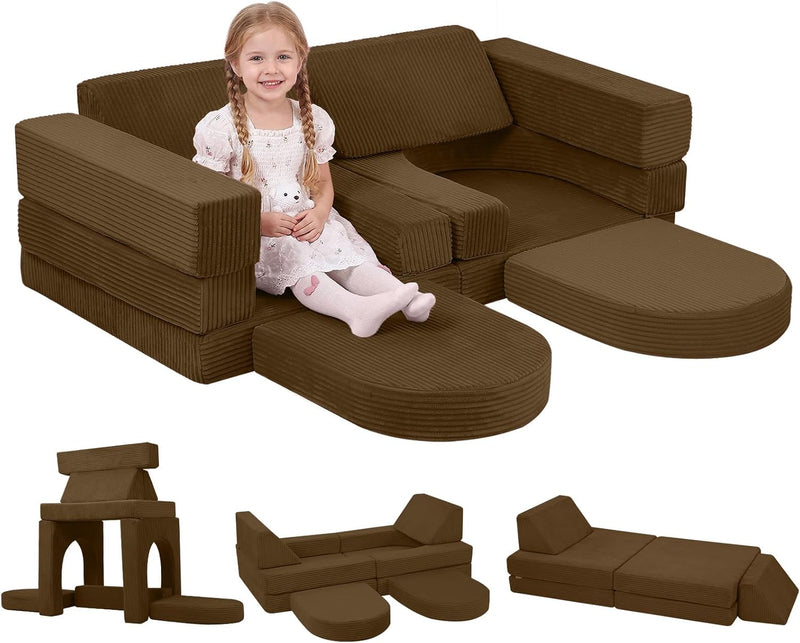 10-Piece Kids Play Sofa Modular Glow Couch Dinosaur