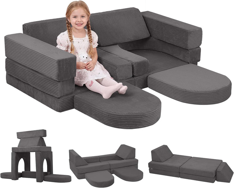 10-Piece Kids Play Sofa Modular Glow Couch Dinosaur