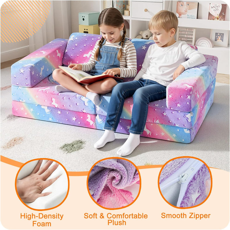 10-Piece Kids Play Sofa Modular Glow Couch Dinosaur